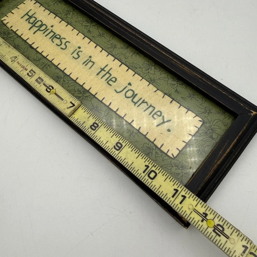 Hand Stitched Wall Art Green Happiness is in the Journey Framed Sign